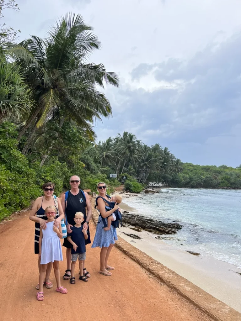 Family time at Hiriketiya beach on a Multigenerational Travel to Sri Lanka.