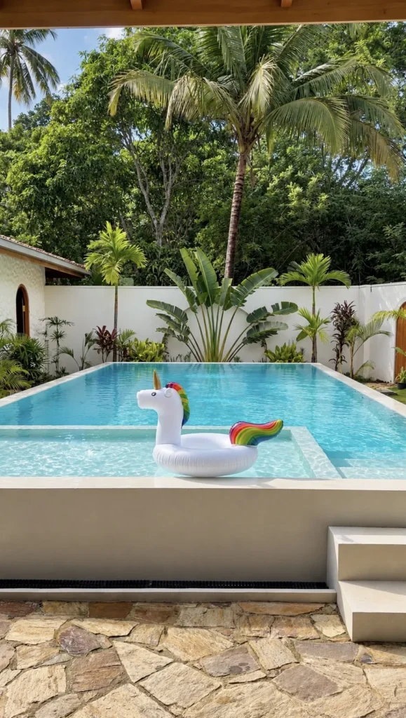 The large infinity swimming pool at The Nest Sri Lanka. Perfect for families and Multigenerational Travel to Sri Lanka.