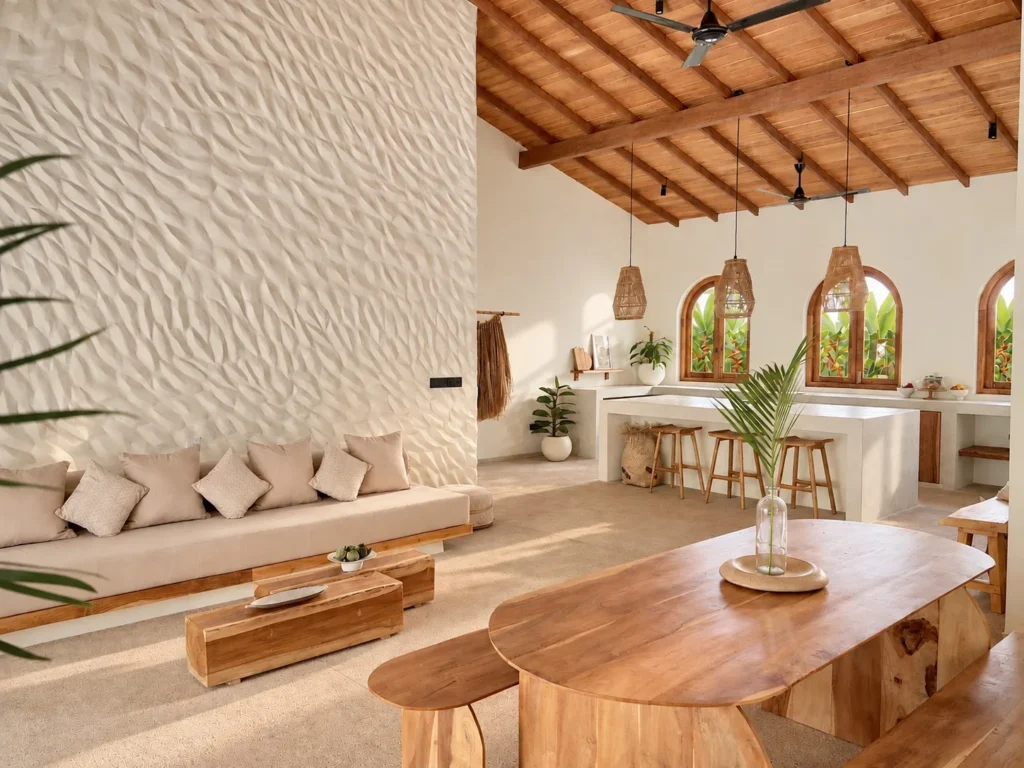 The open plan dining/living space at the Nest Sri Lanka, plenty of space for families and groups sharing the space. Multigenerational Travel to Sri Lanka